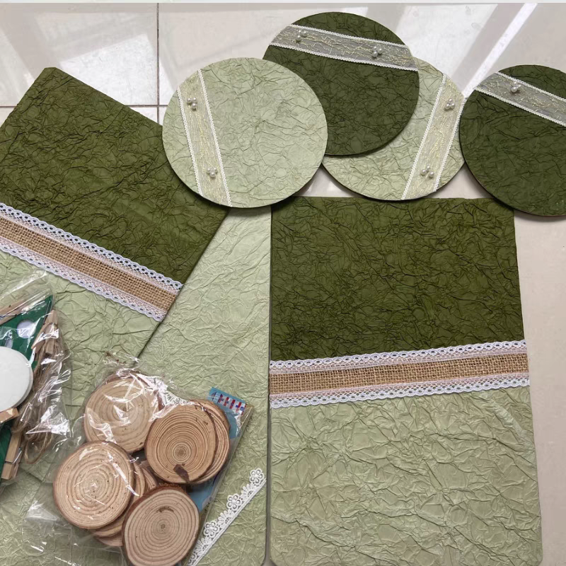 幼儿园小清新绿色系环创特种纸森林绿主题墙面装饰材料手工石纹纸