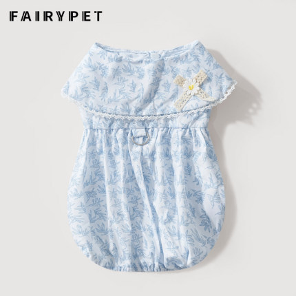 狗狗衣服夏季薄款碎花裙小型犬比熊泰迪可牵引