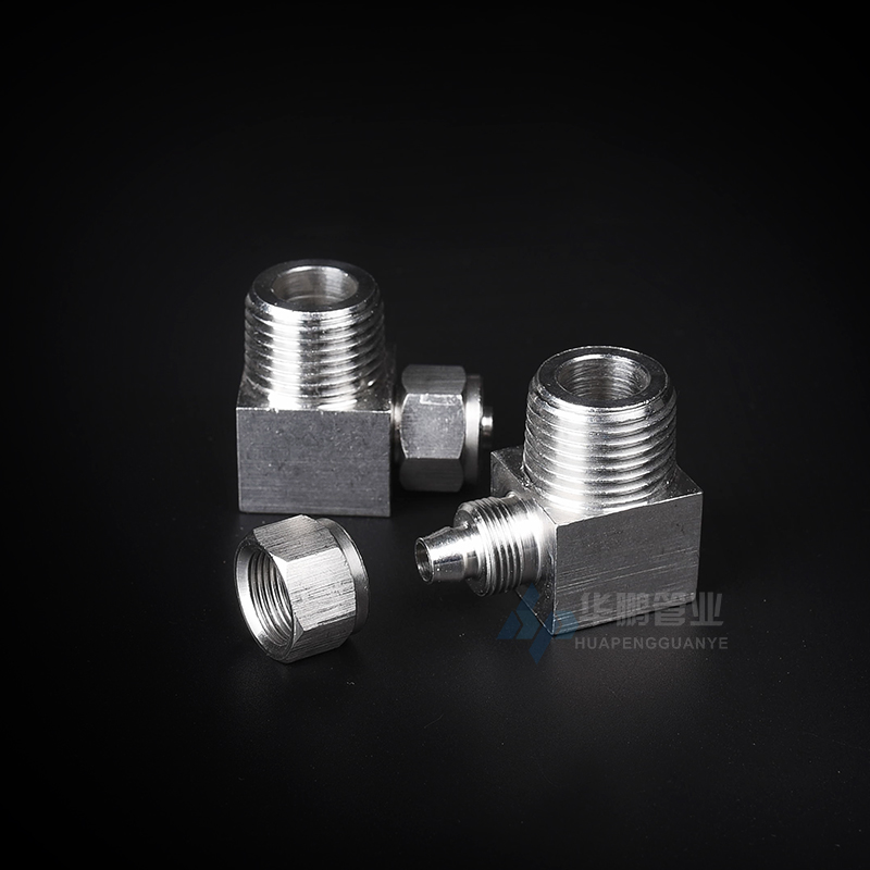 304不锈钢快拧弯头终端直角锁母快速90度通插接PU软气四氟尼龙管