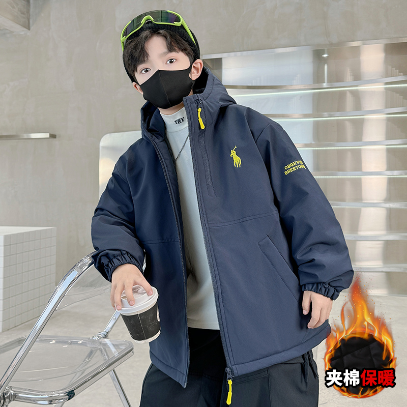 男童夹棉外套秋冬款2025新款