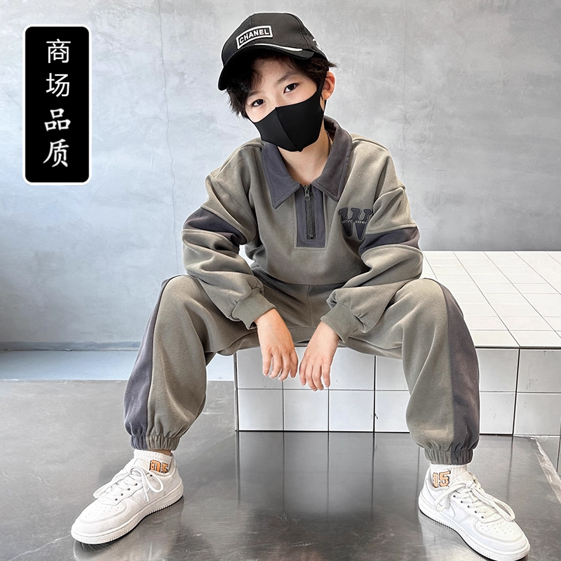 男童2025新款秋装套装POLO衫中大儿童春秋款炸街酷帅气运动时髦潮