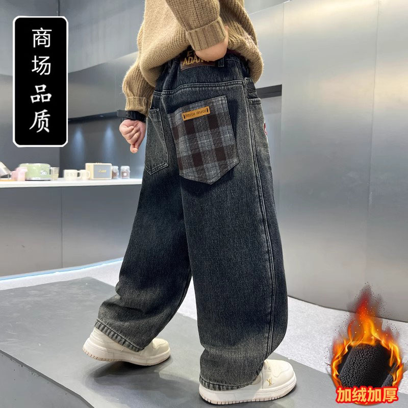儿童装男童加绒裤子秋冬2025