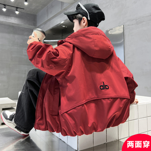 儿童装男童外套秋冬装2025新款中大童深秋季酷帅两面穿男孩衣服潮