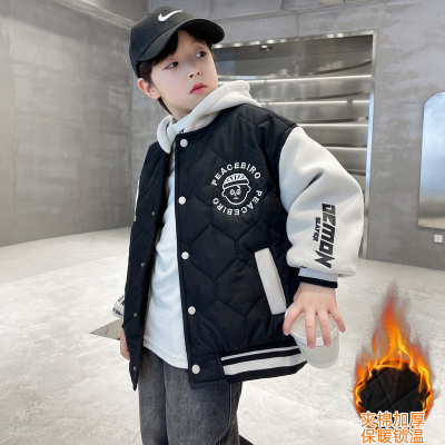 夹棉加厚外套儿童连帽休闲棉服