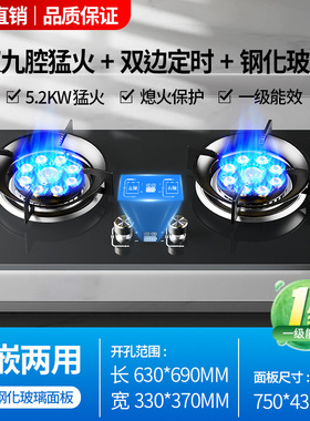 煤气灶双灶家用燃气灶天然气液化气嵌入式台式猛火炉灶具定时