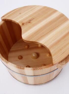 杉木盆足浴桶泡脚852木桶脚木桶足疗桶洗脚选带洗按摩粒带盖子