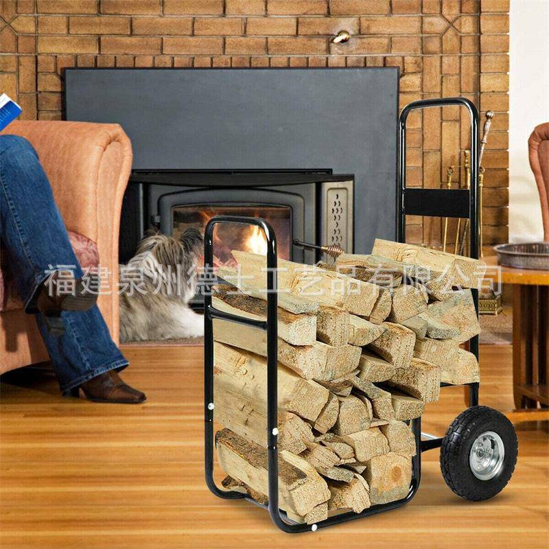 壁亚DS062马逊移燃木支架炉柴火架带动轮子可木头收纳架木材运输