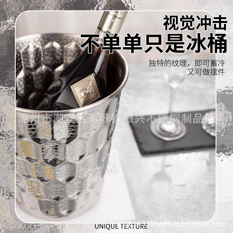 不锈钢金六芒冰桶酒吧KTV香槟餐厅酒吧冰BTJ镇桶摆啤酒冰桶色桶设图片