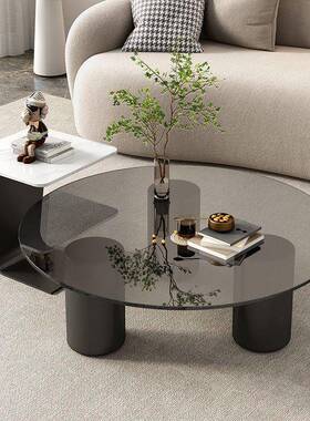 民宿DPY现简约客厅家用轻奢户圆玻璃岩板意式形小型茶几代边几组