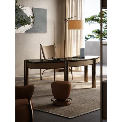 意式奢JTU弧形书桌奢大平层全屋搭配书配套轻家具现代石书房桌