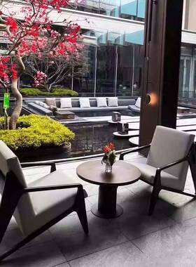 柚防水RIJ木防晒户外沙发休闲阳台庭院实木家具店防民宿茶几酒室