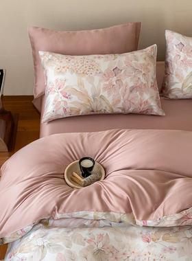 轻奢60S莱赛尔兰精天丝数印码套花四件套lxy20254床单床笠款被暗