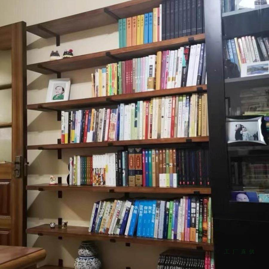墙置物架实木一字隔上复板古壁挂客厅墙饰面搁物装ADC书架厨房收