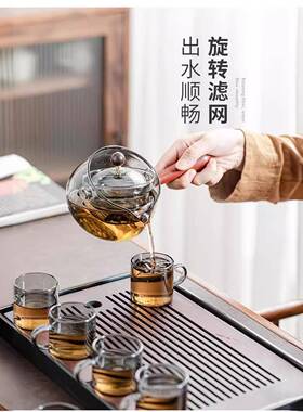 无品牌/透黑色高水硼硅便玻璃壶逍遥壶携旋转侧把壶泡茶壶茶具茶