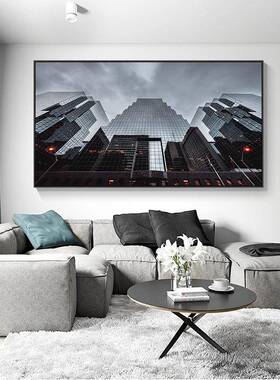 凝注视角幅现代简约建筑装饰画挂大幅工业风办室画86150横别墅公
