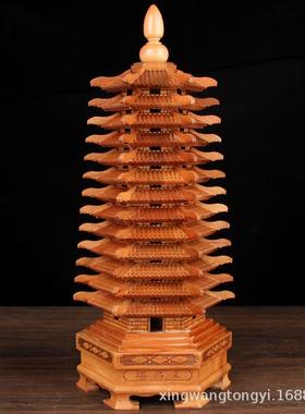 桃木文昌塔摆件006六层边形木桃文昌塔件文昌塔摆摆件九十三层文