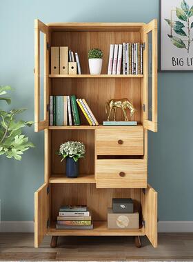 原木木蜡油儿学童书柜玻璃门幼儿园收AT01/AT0纳整房理组生合柜书