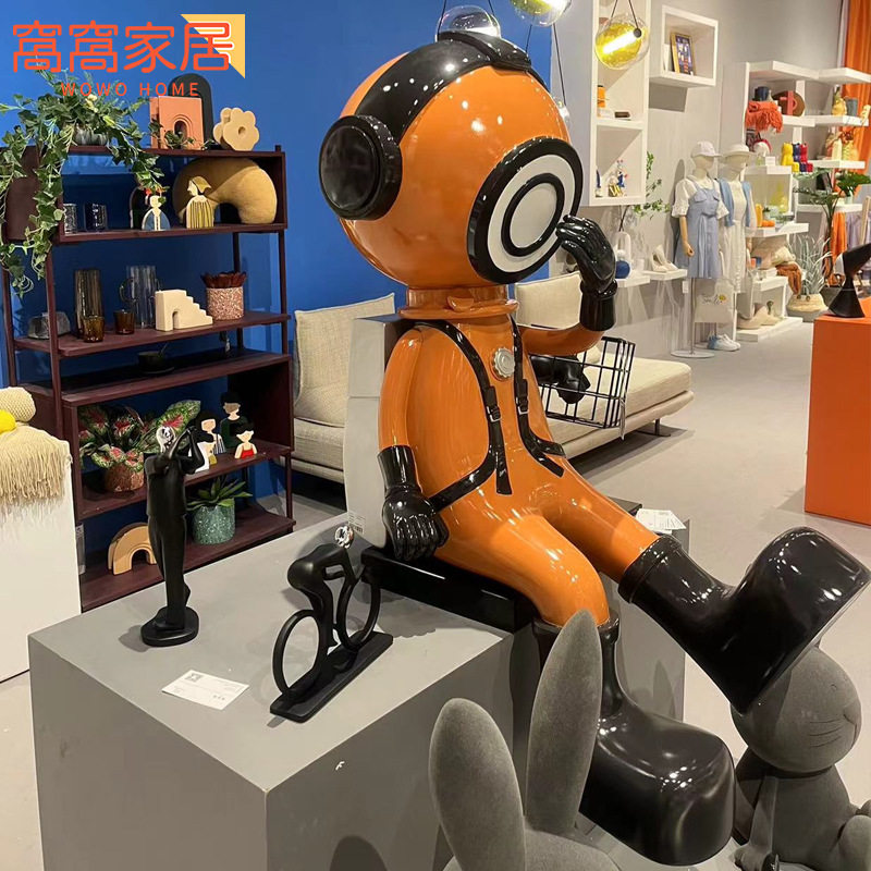 网红卡通太空猫落地大摆件酒店商场客厅创意人物雕塑装饰艺术品