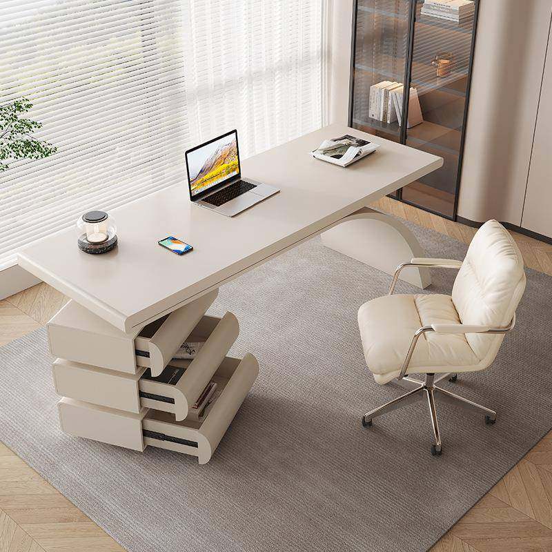 奶风办书桌小户型家用法轻奢现式代简约油女性F968SM9S实木网红公