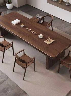 1L100965长现代简约实木形方桌组合新中式大板茶桌家椅用客厅实木