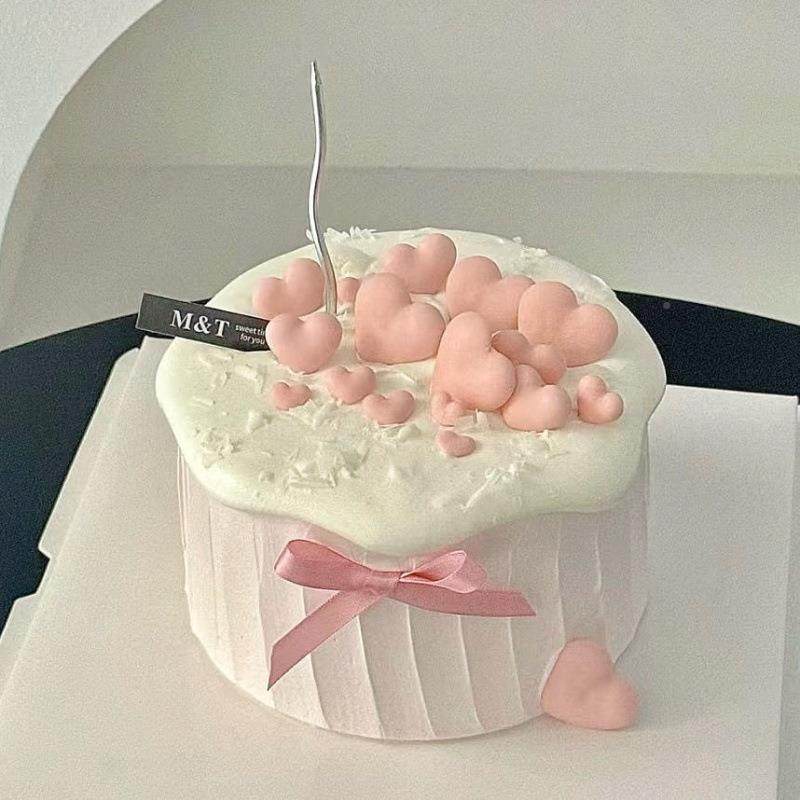 仿公真蛋糕模型新款网摆红蝴结蜡烛主爱85900蝶心橱窗件