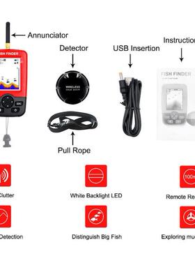 声新呐探测鱼群仪款无线XJ-01彩充电屏点阵鱼器探fishfinder