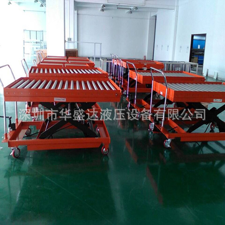 滚筒手动液压脚踏升降平台车
