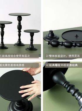 欧式展主糕架糕婚庆蛋盘黑色高脚铁艺甜品架茶18323歇蛋点心示托
