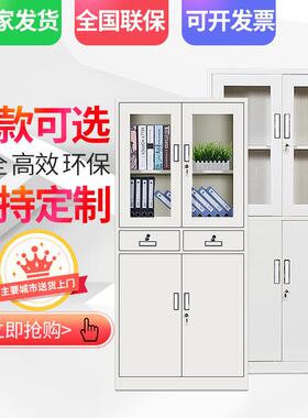 钢制加文件柜皮柜档案柜财务凭厚证资料柜办公柜书柜玻96214璃铁