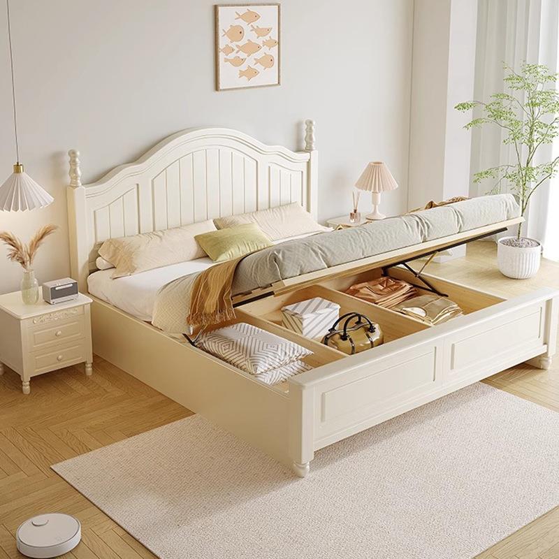 白色奶油风代全实床木529#双人主卧8美式简约现1米法式田园经济型