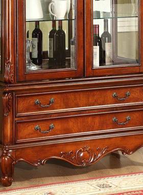 美酒式村实木柜欧式复客厅酒柜双S805门玻古乡璃门装饰柜展示边柜