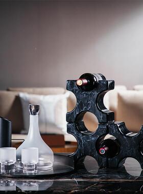 意树脂餐仿大石纹几何酒架摆件创53752理软装样板房售楼部柜子桌