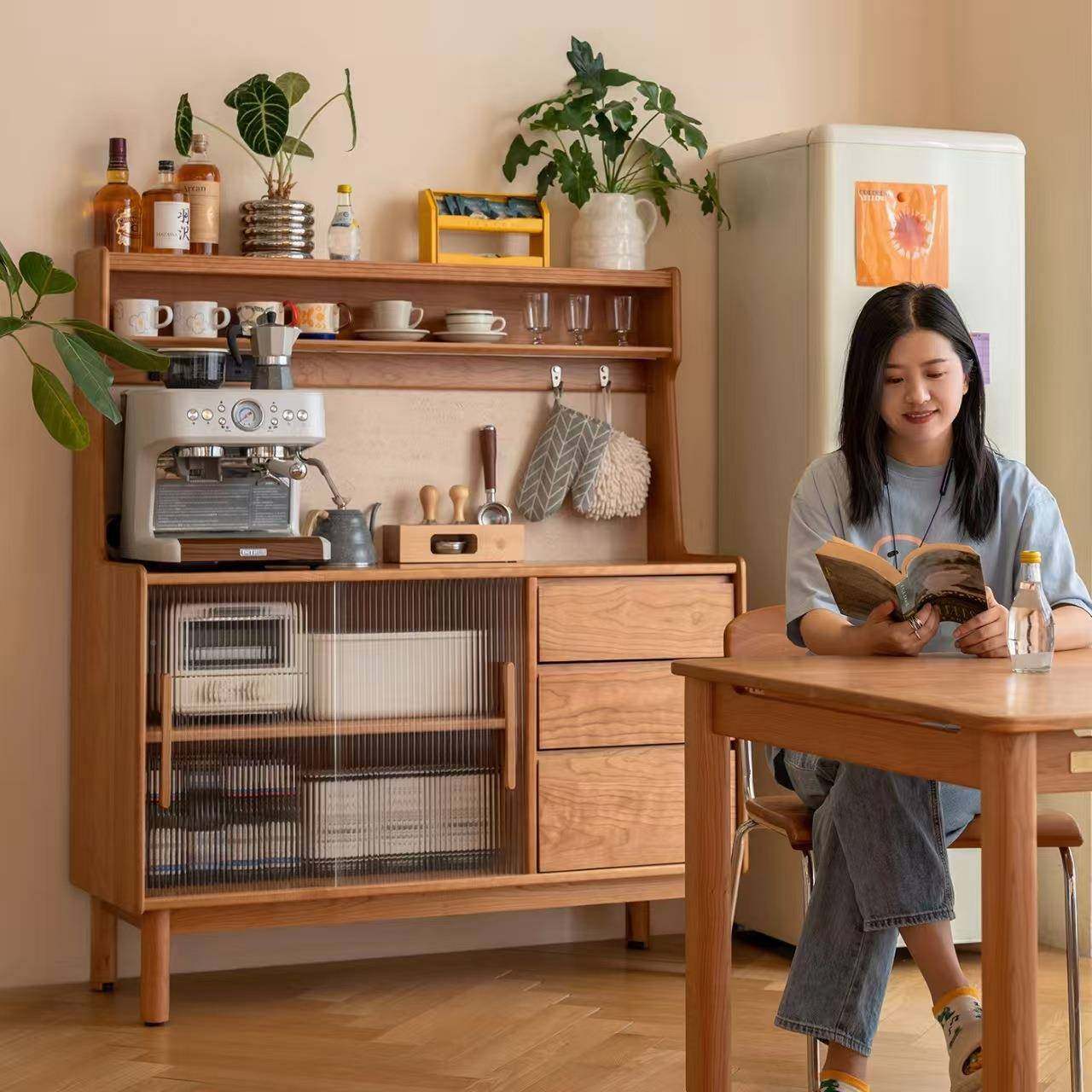 音餐边柜一靠墙小户型置物见详情页柜桃樱符木日式客餐厅收体纳储,住宅家具,餐边柜,淘宝优惠券,粉丝福利购,淘宝优惠卷