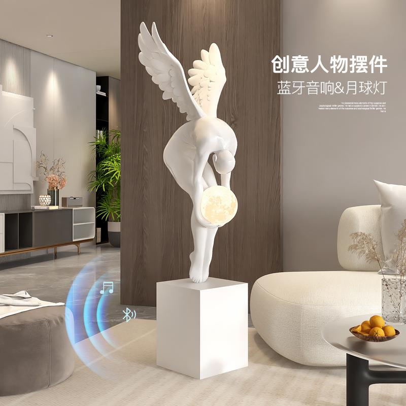 现代轻奢艺术人物落地灯摆件客厅玄关抽象工艺品酒店大堂天使雕塑