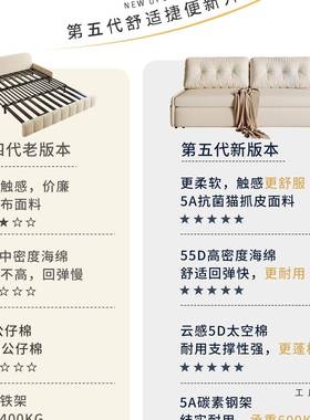 奶油可沙发风床两用一体多能伸缩折叠客厅卧功室阳台小EEL户型双