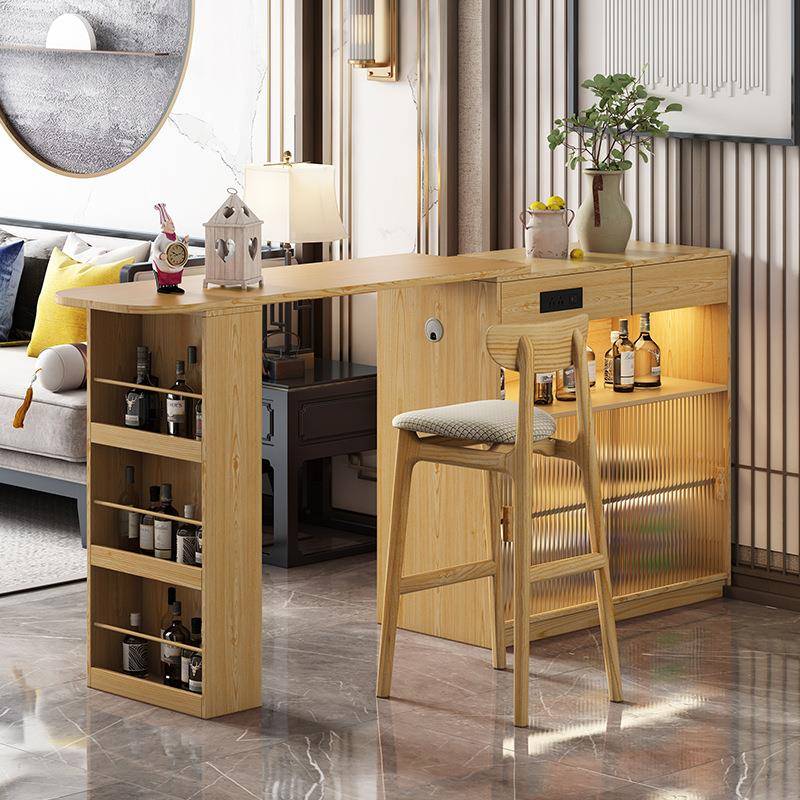 实木台桌子家用餐阳台休闲可缩吧小户型隔断伸岛SW37台储物柜边柜