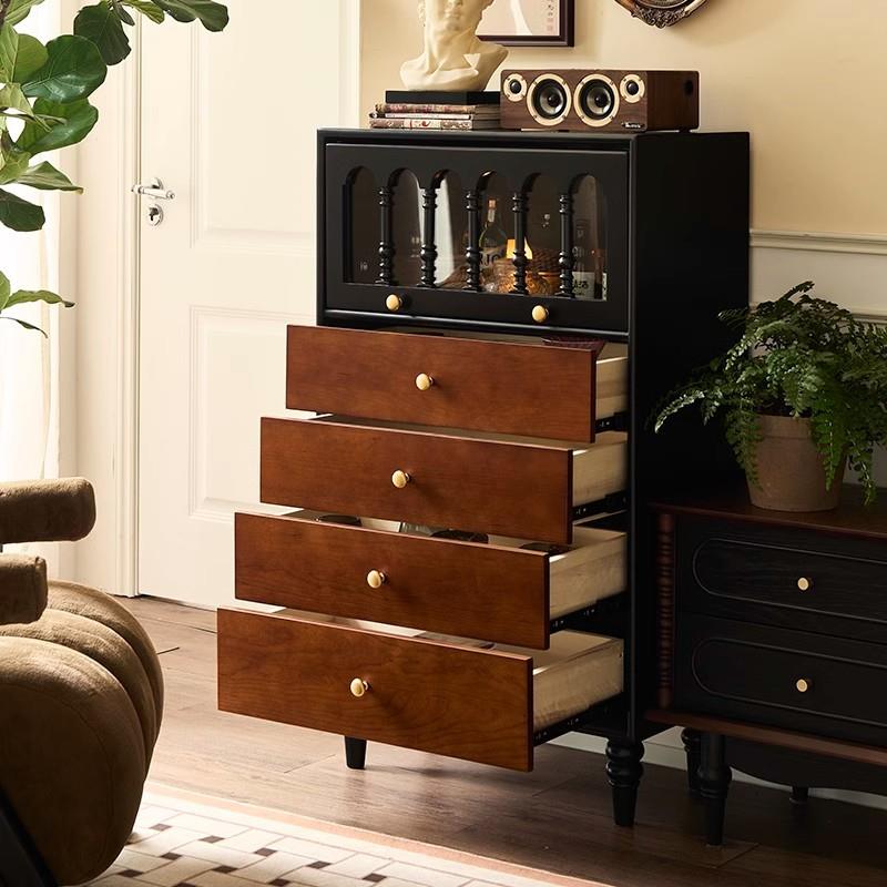 中复古实木BY-霍格斗柜法式卧纳室古风储柜物收小户型家用边柜拼