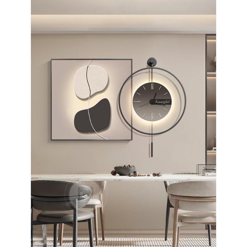 现代简厅装饰餐画高档抽象PMG餐桌表挂画大气轻奢约客钟厅墙壁画