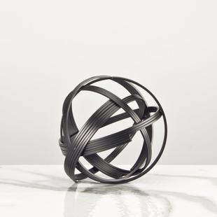金计色球摆件现代几何金属黑色编织球装饰圆品设师样GNM房售板楼