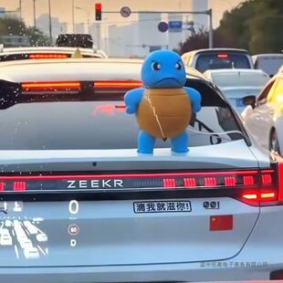 可爱车尾改摆5装水汽车装饰网汽车件喷水创意车龟顶车载杰尼红呲