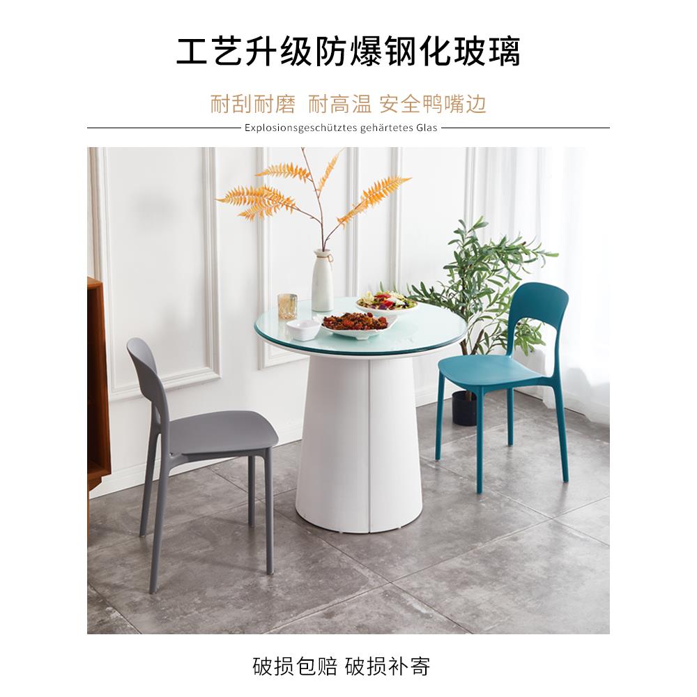 圆形钢玻璃桌XB面酒店圆玻璃片园台大圆桌茶化明圆转几盘透台面定