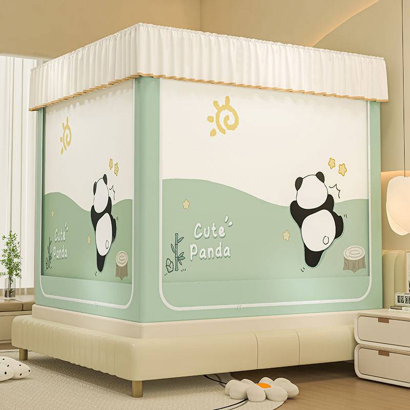 新款遮光蚊帐家用床帘一体式全包围卧室防摔婴儿童防止掉床蒙古包