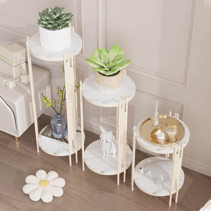 奶油风圆台形轻奢岩架ltao7402板花架客厅阳铁绿艺落地式盆景摆件