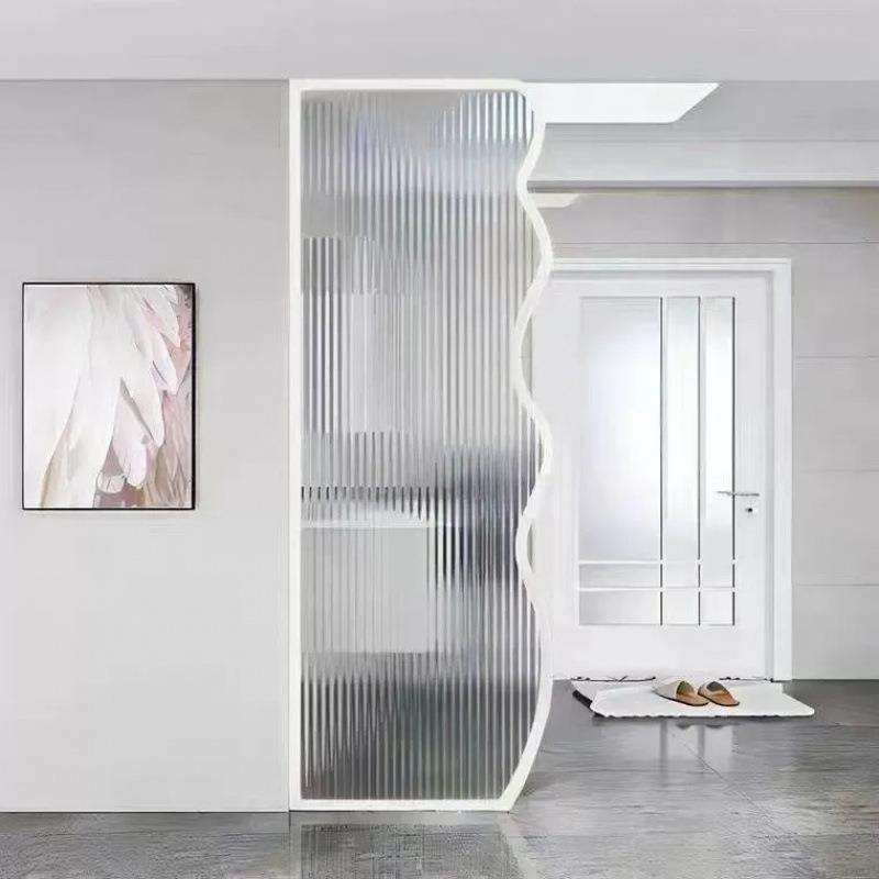 挡钢化玻璃入户玄关厅遮大波浪隔现代断简约卫YNM生间半客墙屏风