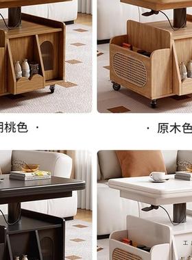 升降厅茶几户折叠移推车实木茶台茶桌小63360型客多功能动沙发餐