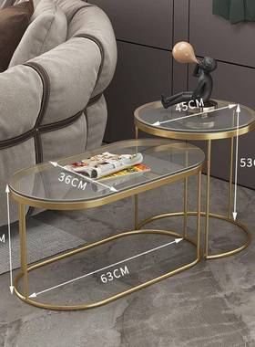 奢钢73160化玻璃客厅茶几桌感灯家轻小户型现代简约酒吧网红应茶