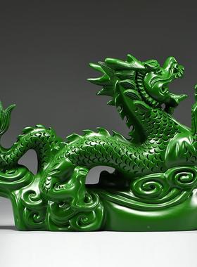 绿色无品牌/龙木雕刻龙摆件十二生肖木柜头客厅电实视装饰工艺品