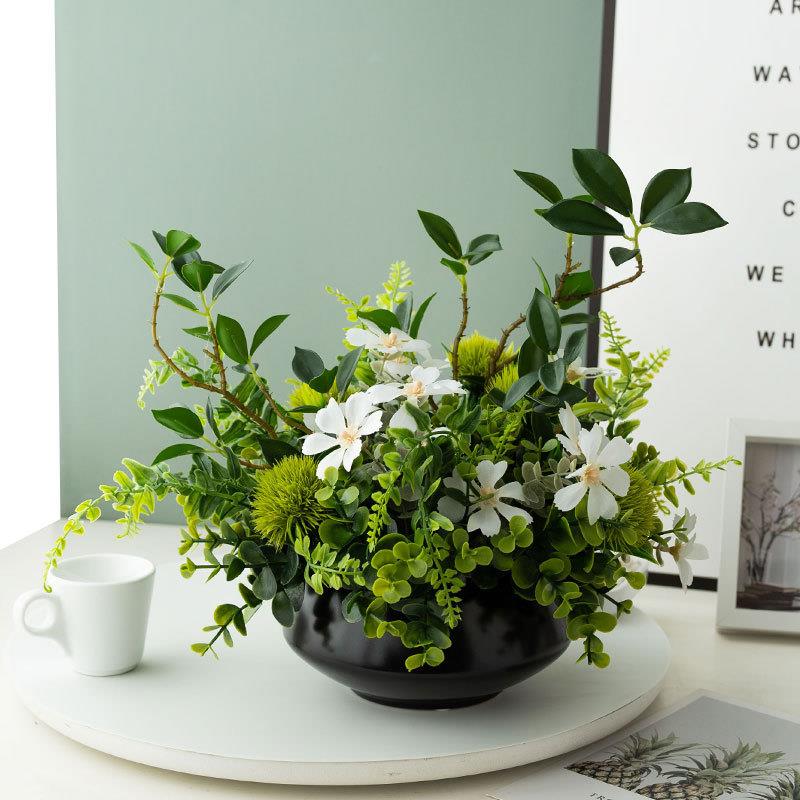 仿真绿植盆栽假GCE花办摆室桌面视客厅餐公桌书房茶几岛台电柜装