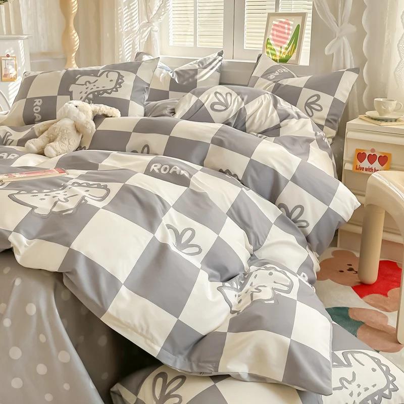 CNF裸睡a类上亲无静电类床印全花家用四肤件套床单棉新款民宿被套