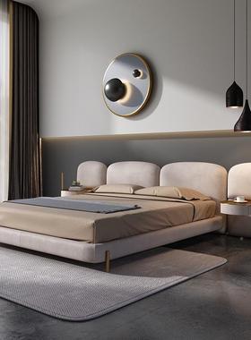 新款轻奢极简布艺室别墅双卧大床JOQ实木人婚床床现代简约感软床